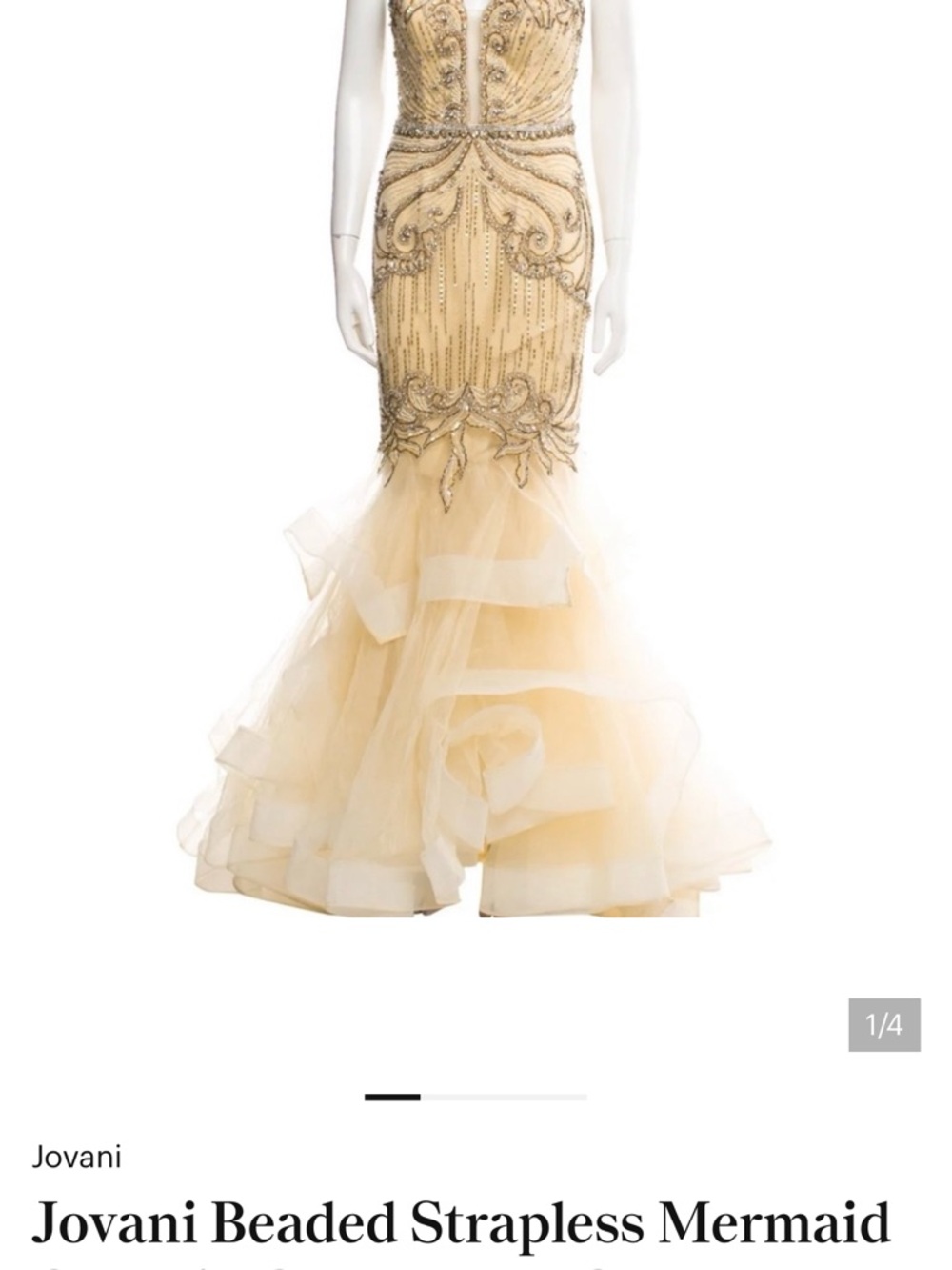 Jovani Gold Beaded Strapless Mermaid Prom Dress - Picture 5 of 5